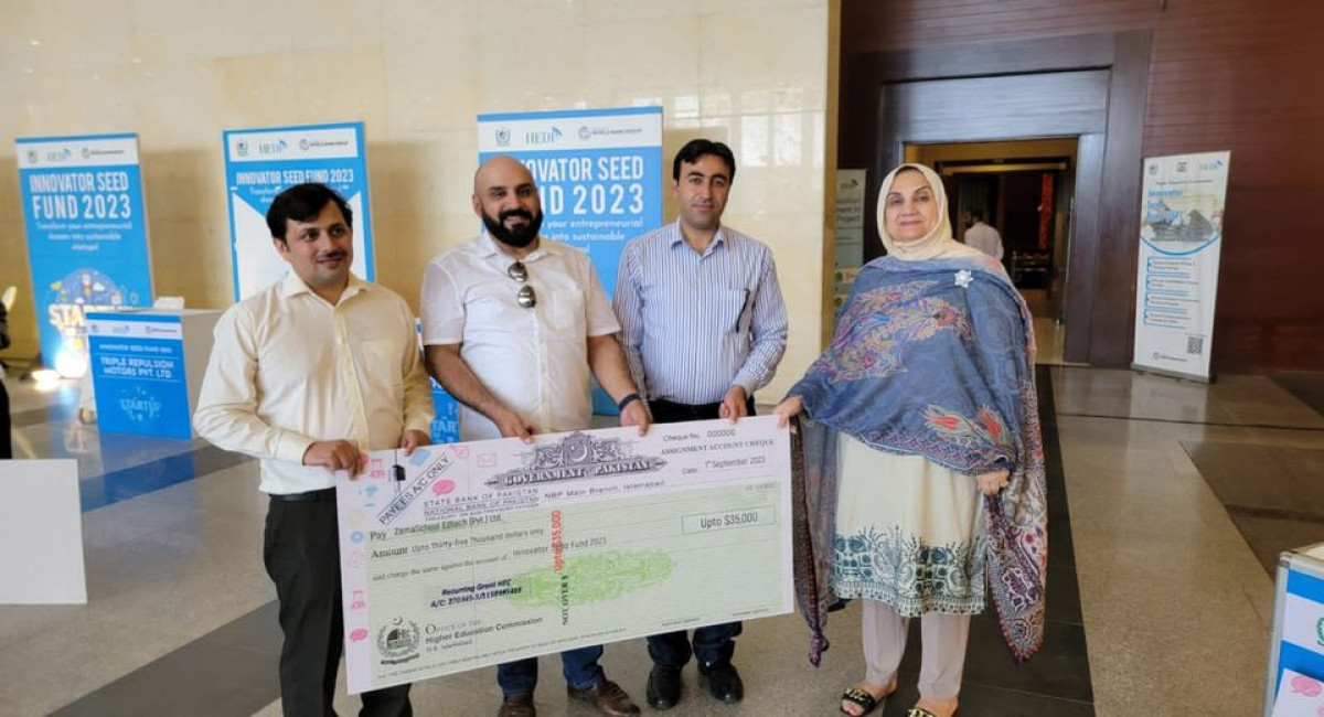 ZamaSchool, a startup at BIC University of Malakand, has won the HEC's Innovator Seed Fund Award of USD 35,000.